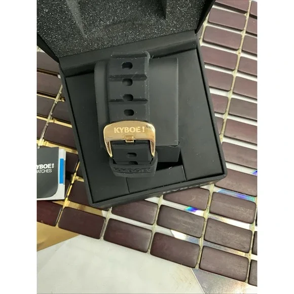 Kyboe Men Giant 48MM‎ Black Case Black Silicone Band Gold Trim Light Up New - Picture 3 of 6